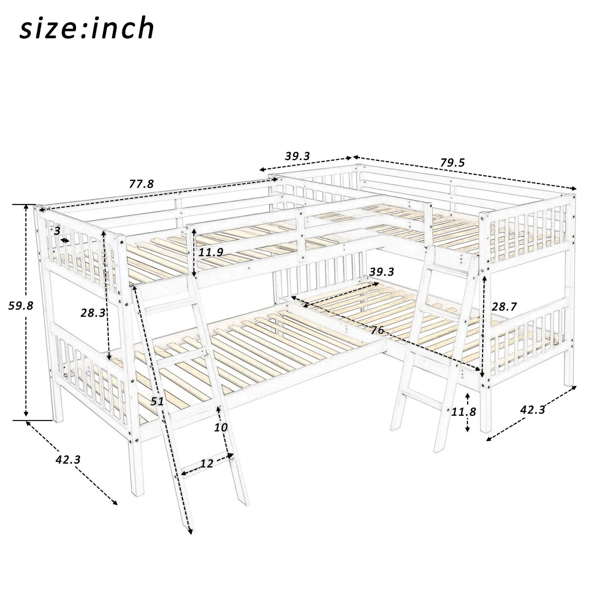 L Shaped Bunk Bed With Ladder by Unique Piece Furniture