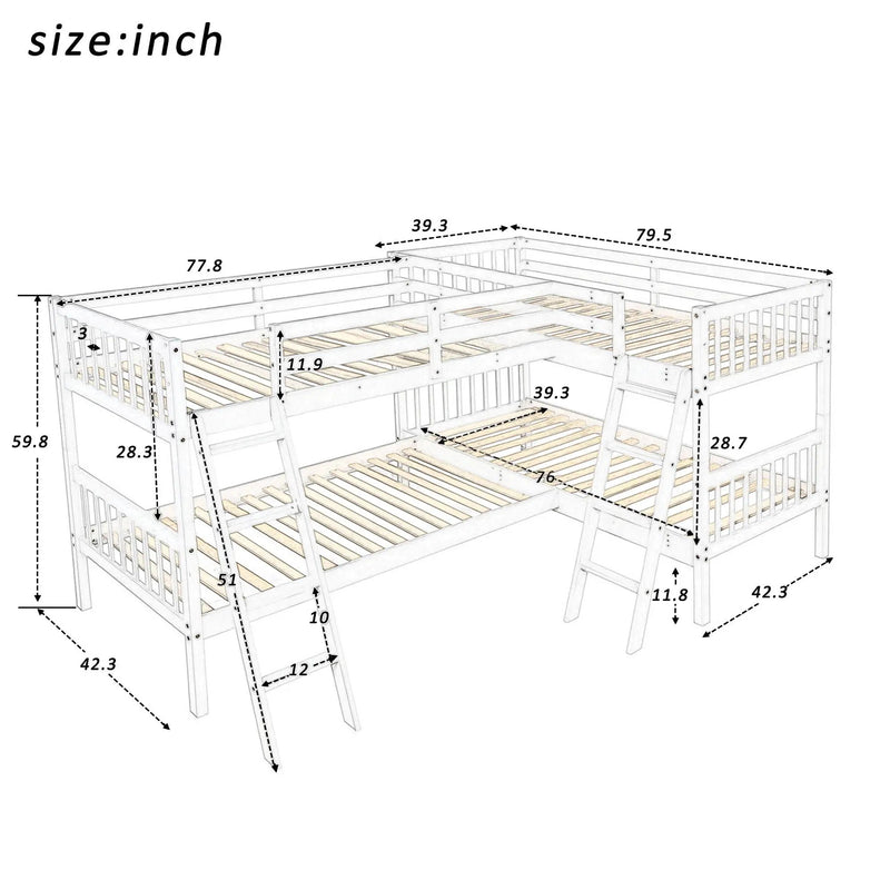 L Shaped Bunk Bed With Ladder by Unique Piece Furniture