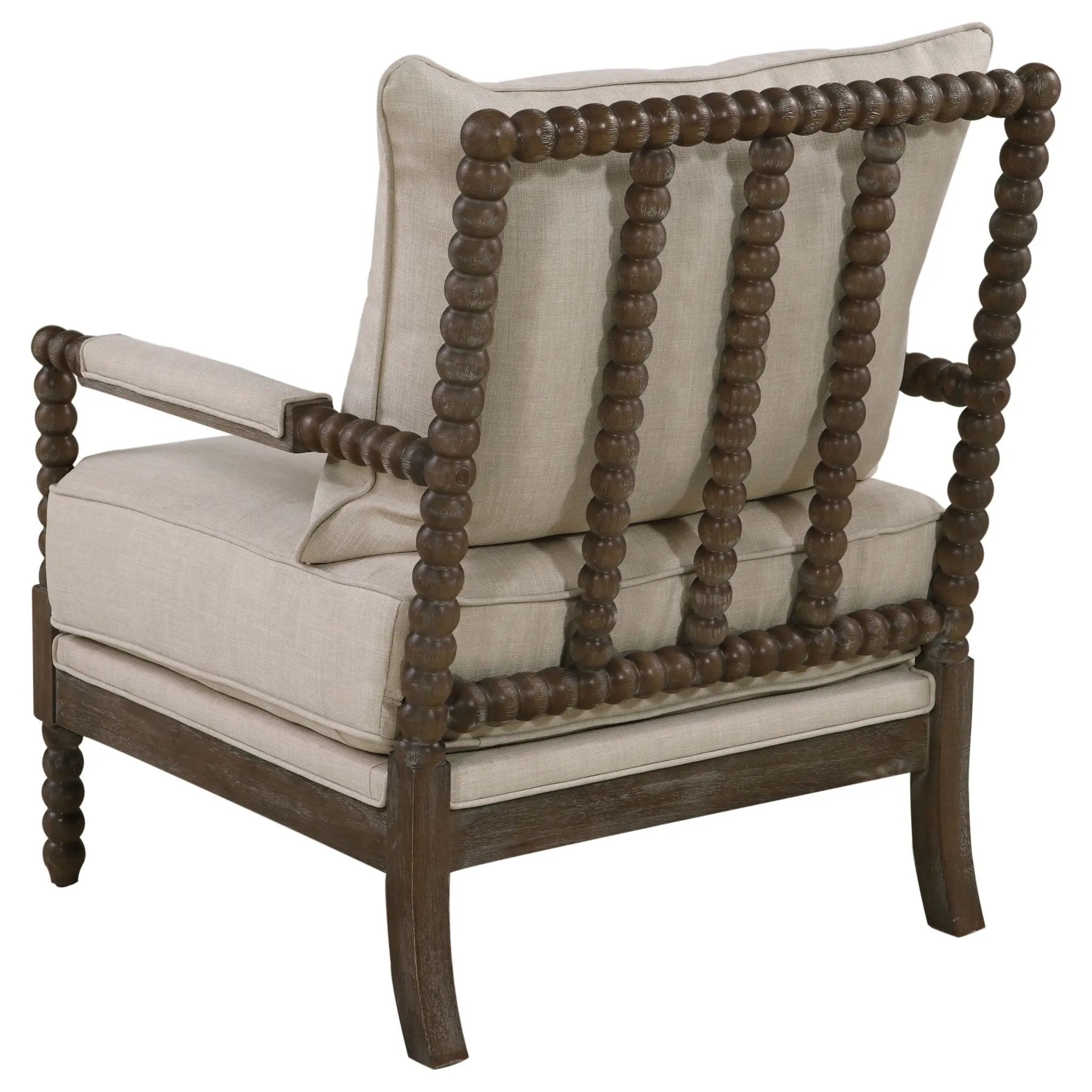 Blanchett Upholstered Bobbin Accent Chair Beige and Distressed Brown by Unique Piece Furniture