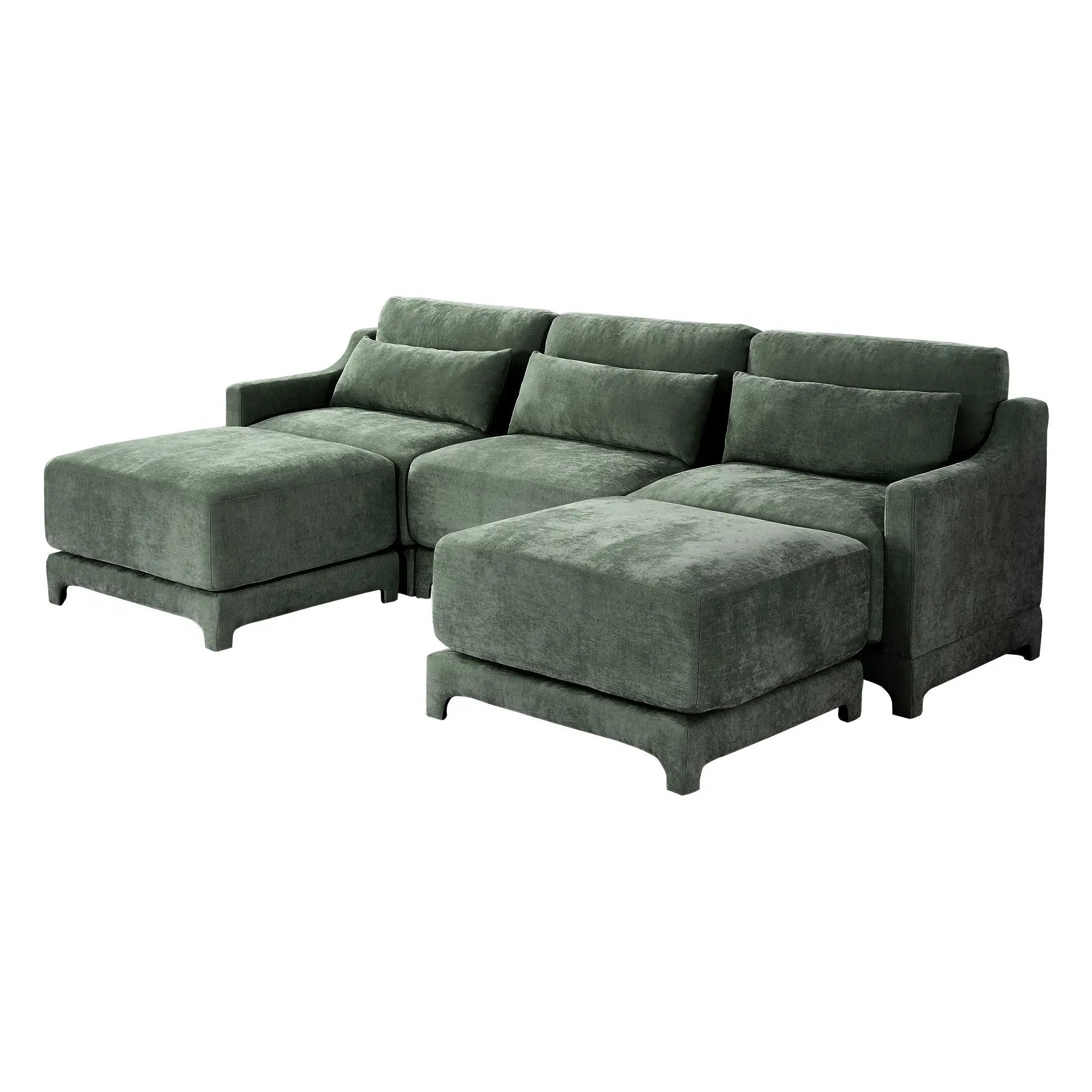 Stylish Sofa With Ottoman And Lumbar Pillows, Ergonomic Design by HouseOfZazla