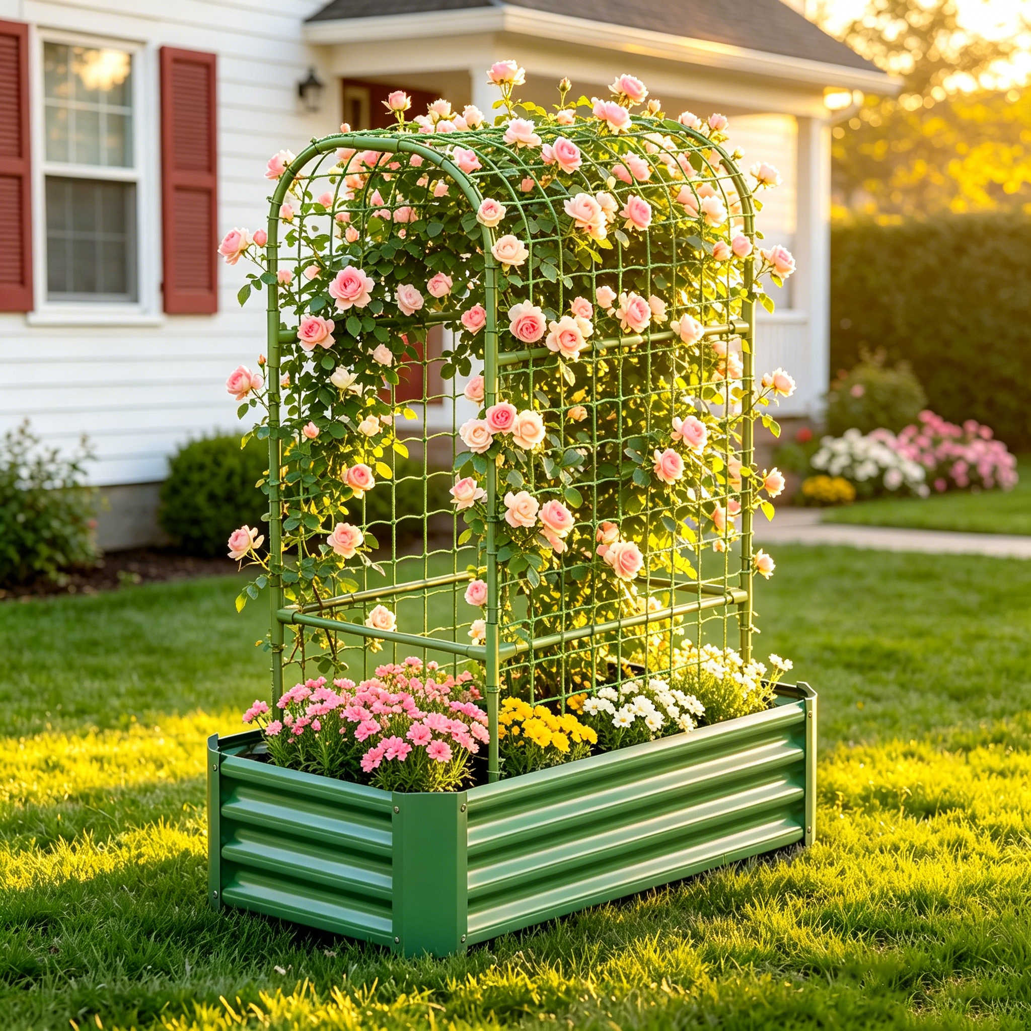 2-in-1 Raised Garden Bed with Trellis - 59" Tall Arch Planter by HouseOfZazla