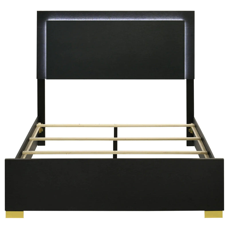 Marceline Wood Full LED Panel Bed Black by Unique Piece Furniture