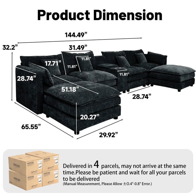 U Shaped Sectional Cloud Couch For Living Room by HouseOfZazla