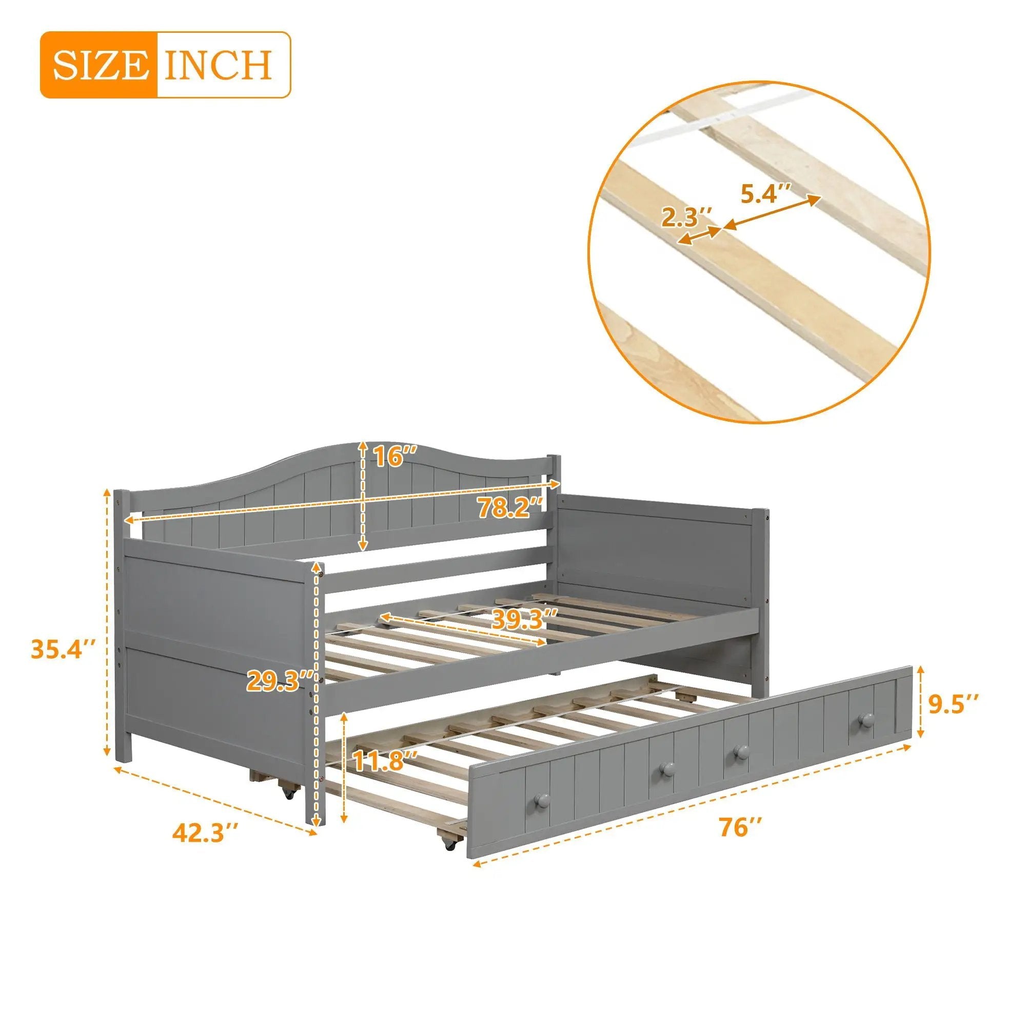 Wooden Daybed, Sofa Bed, No Box Spring Needed by HouseOfZazla