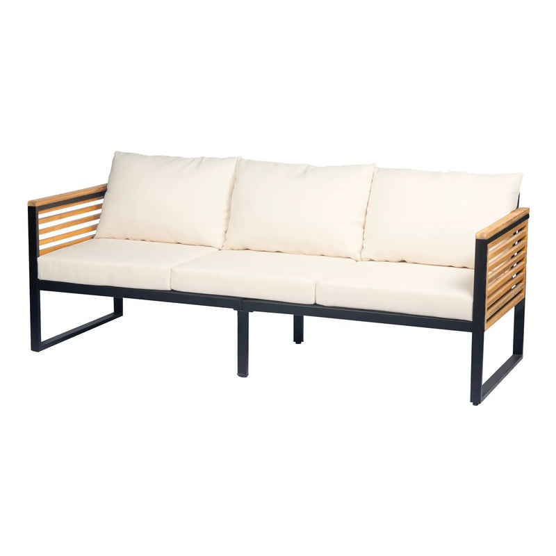 Outdoor 4-Piece Acacia Wood and Metal Patio Sofa Set by HouseOfZazla