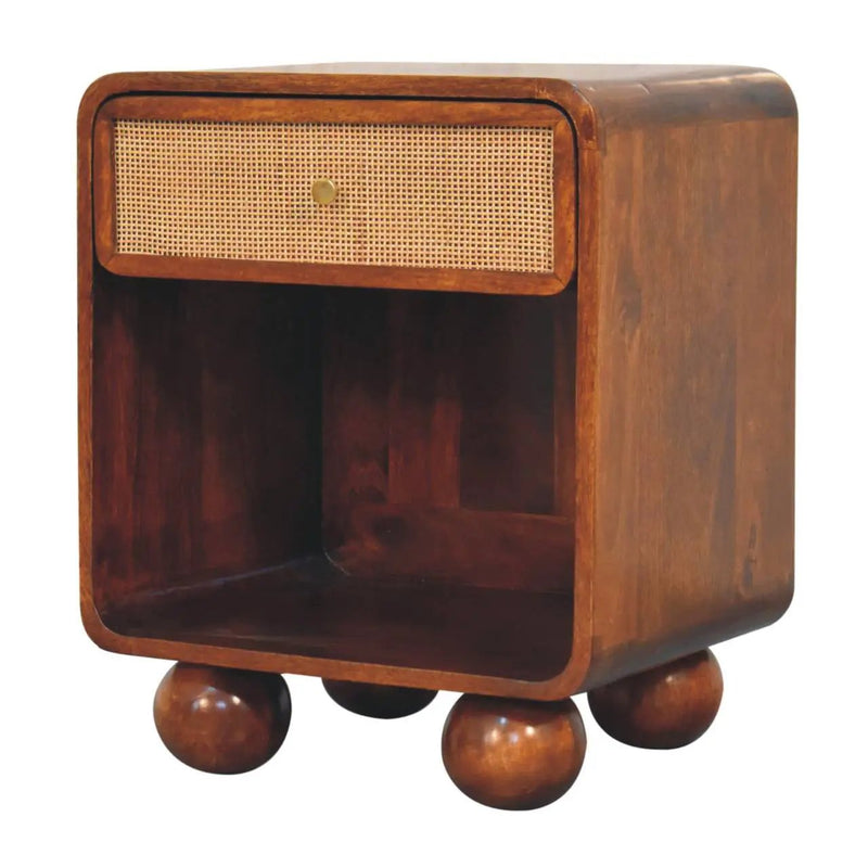 Open Woven Bedside Table, 1 Drawer - Chestnut by HouseOfZazla