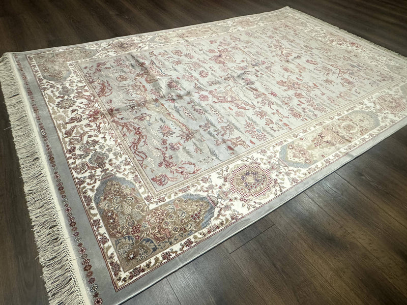 Turkish Silk Rug 5x7, Hunting Design, Animal Pictorials, Bamboo Silk by Jewel Rugs