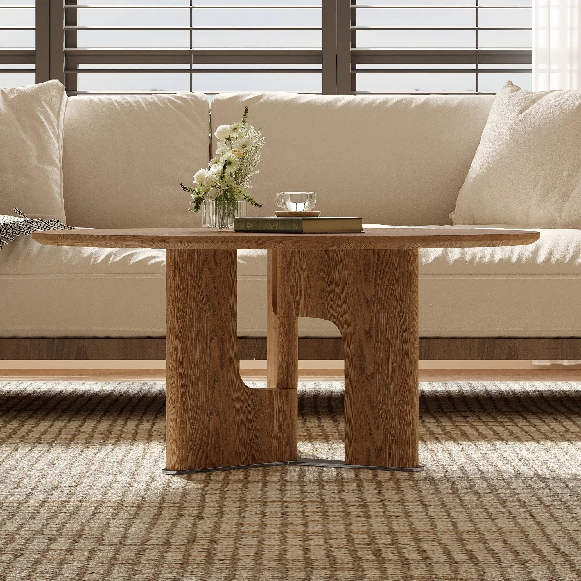 Rustic Ash Wood Veneer Coffee Table by HouseOfZazla