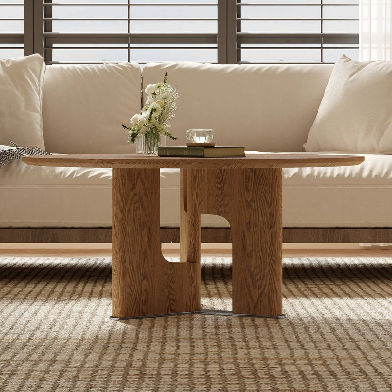 Rustic Ash Wood Veneer Coffee Table by HouseOfZazla