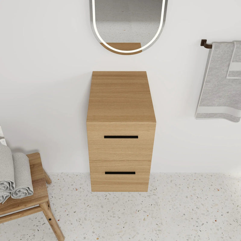 Floating Bathroom Vanity Drawer Base, Wall Mounted Storage With 2 Drawers - Light Oak by HouseOfZazla