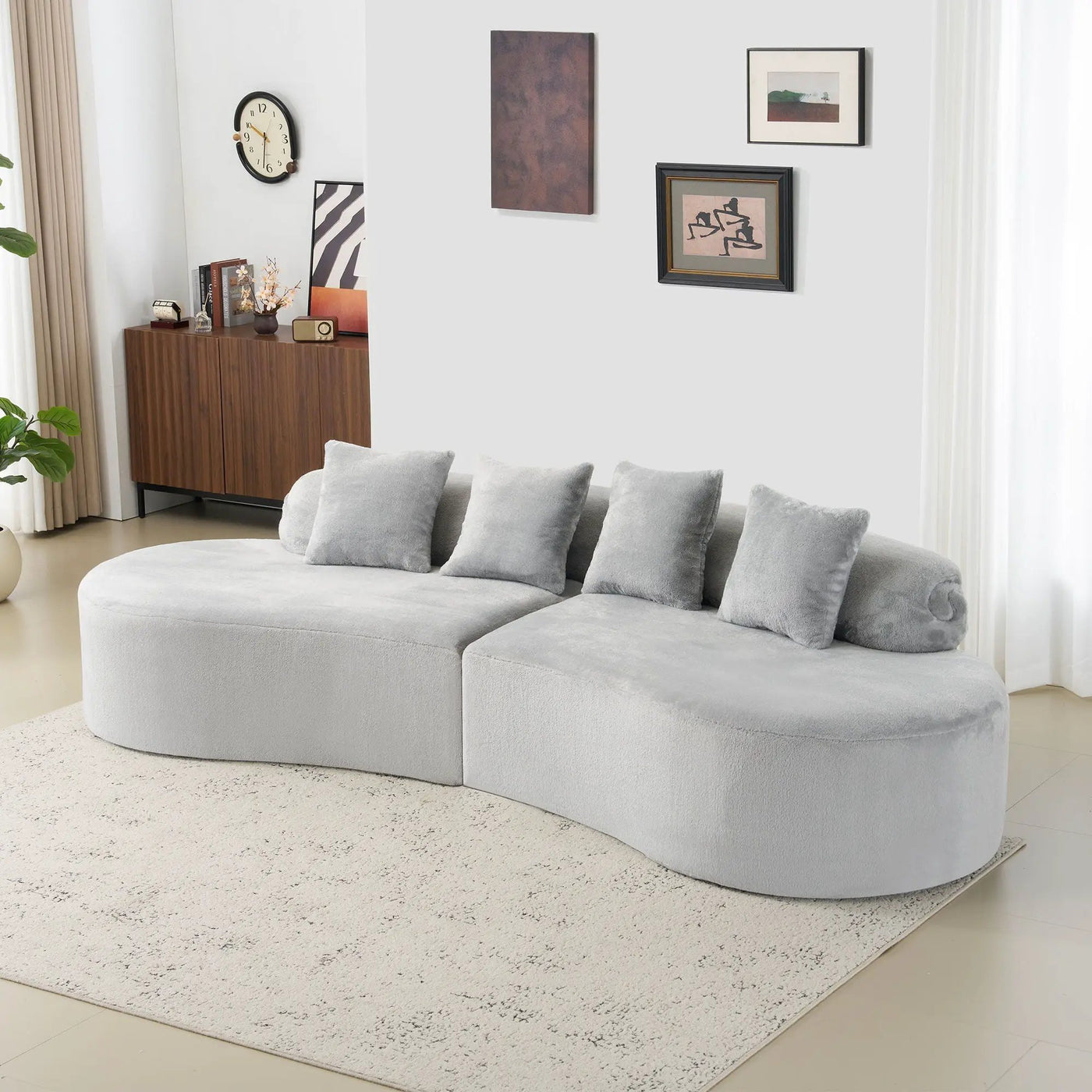 Modern Curved Sofa With Pillows by Unique Piece Furniture