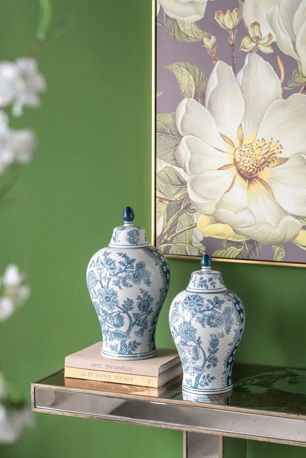 Rectangular Console Table With Elegant Floral Design And Mirrored - Silver Multi by HouseOfZazla