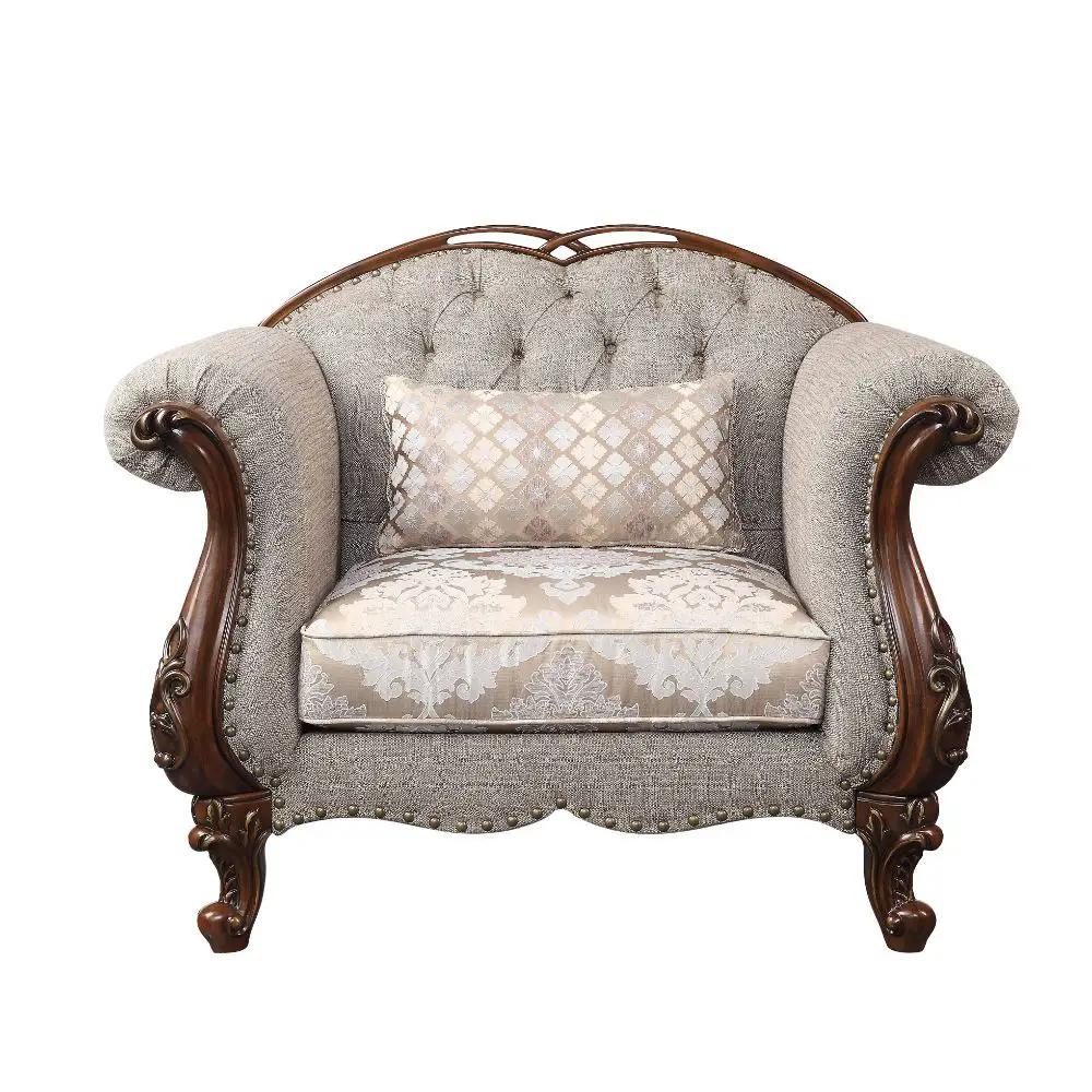 Miyeon - Chair With Pillow - Fabric & Cherry by Unique Piece Furniture