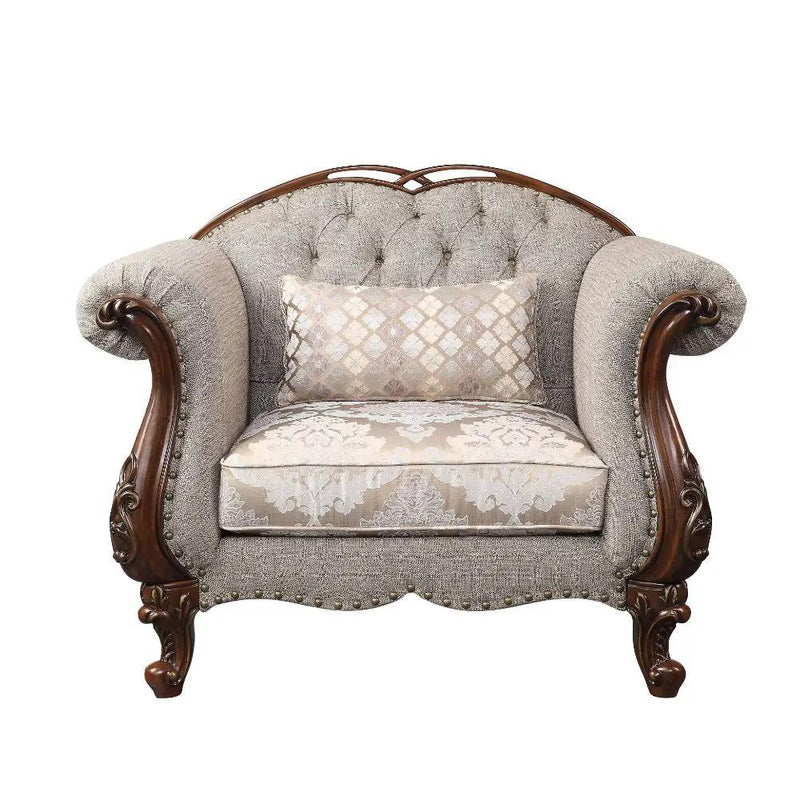 Miyeon - Chair With Pillow - Fabric & Cherry by Unique Piece Furniture