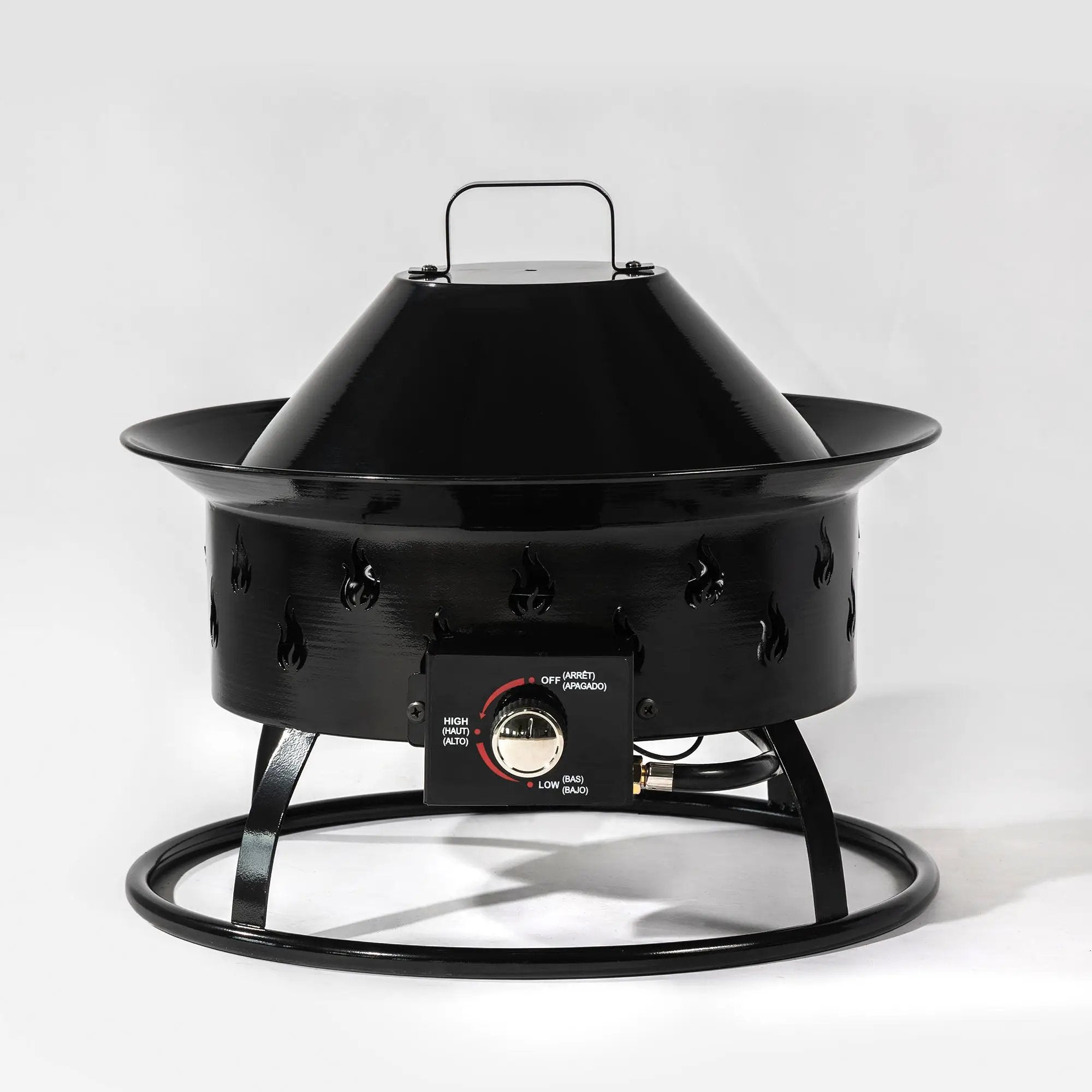 Propane Gas Fire Pit Table, 50000 Btu Round For Outside Patio - Black by HouseOfZazla
