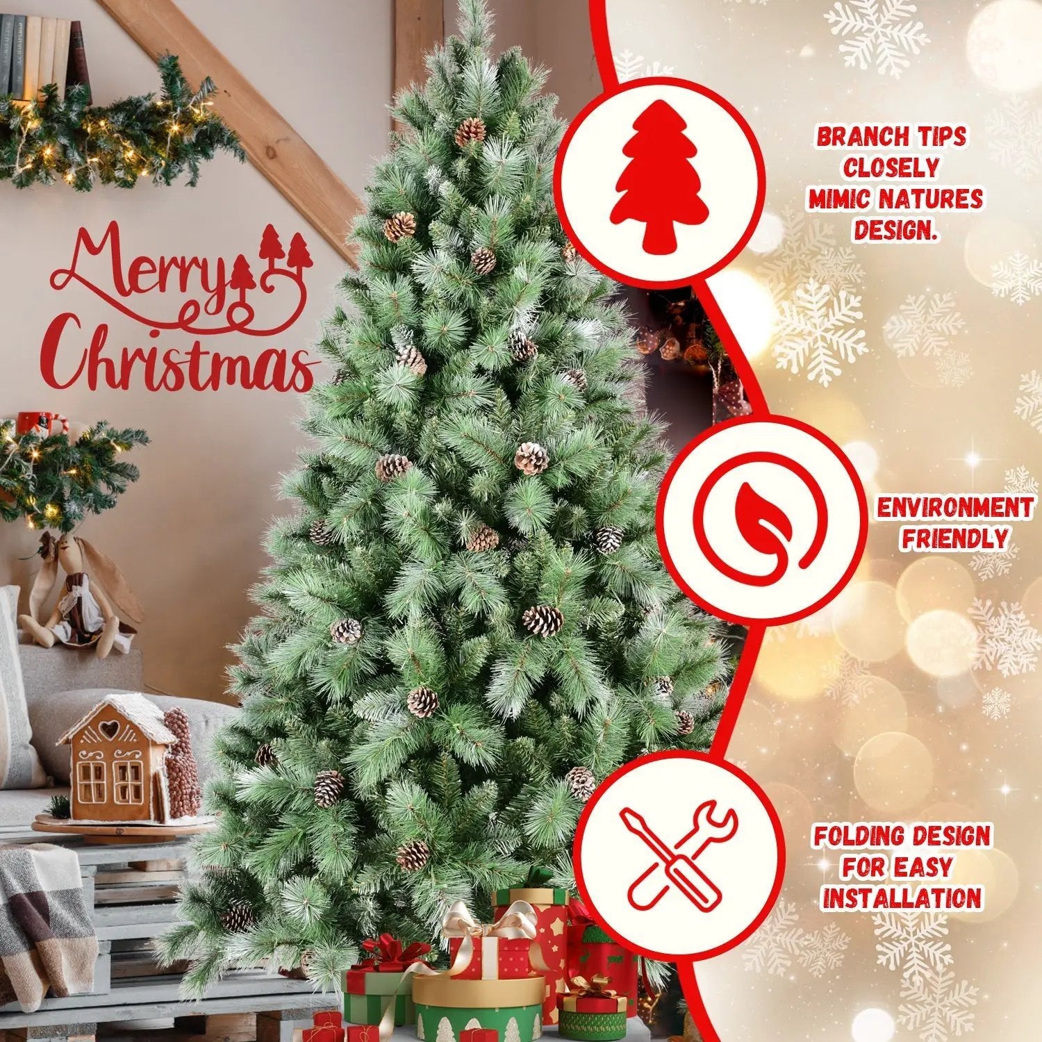 8 Ft The Full-Bodied Pre-Decorated Pinecone Christmas Tree by HouseOfZazla