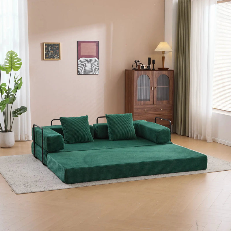 Floor Couch, Convertible Floor Sofa Bed With Pillow Back Support Armrest by HouseOfZazla