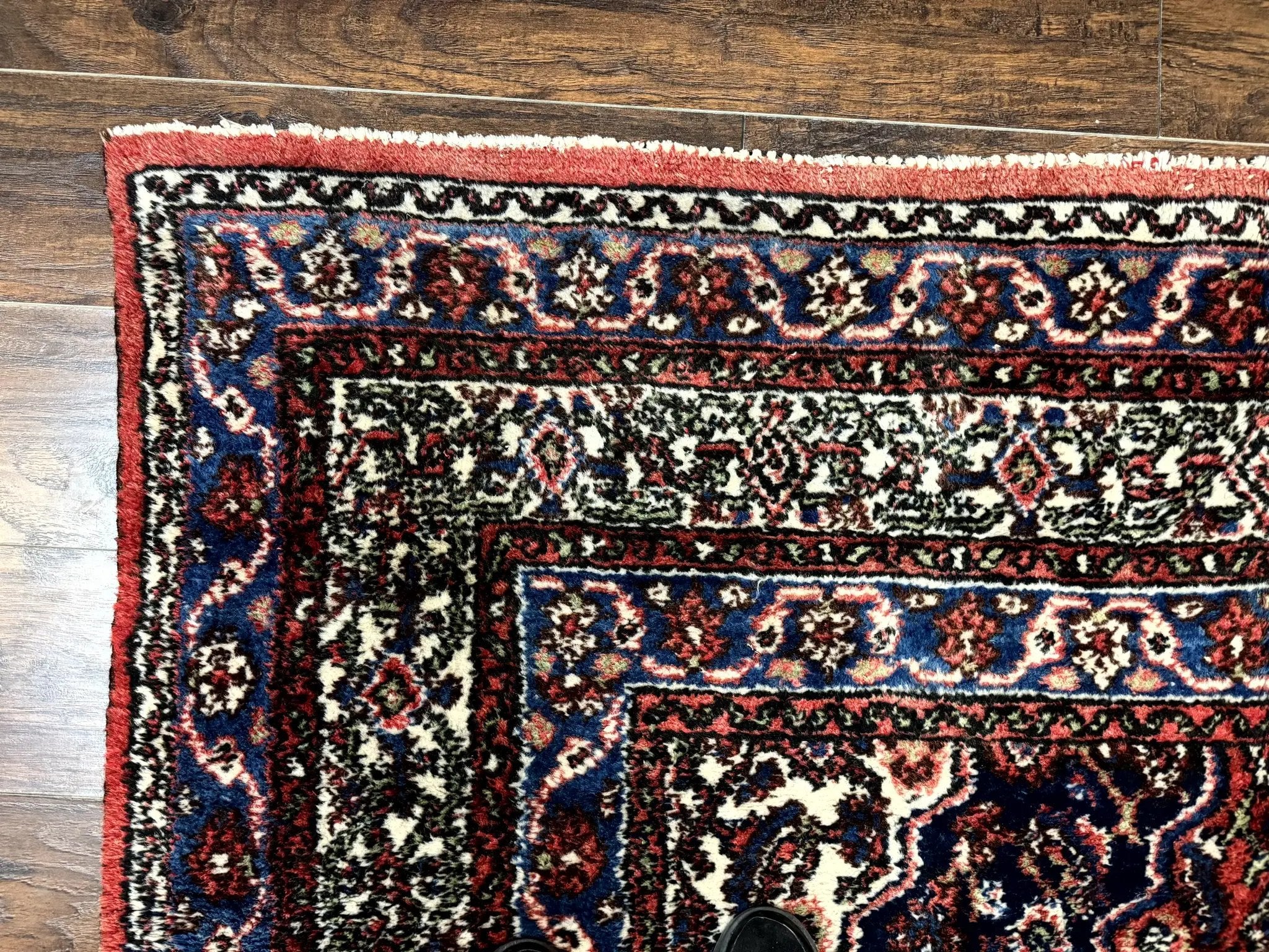 Persian Tribal Rug 6x11, Red Blue Ivory, Antique Persian Carpet, Hamadan Dargazin Carpet by Jewel Rugs