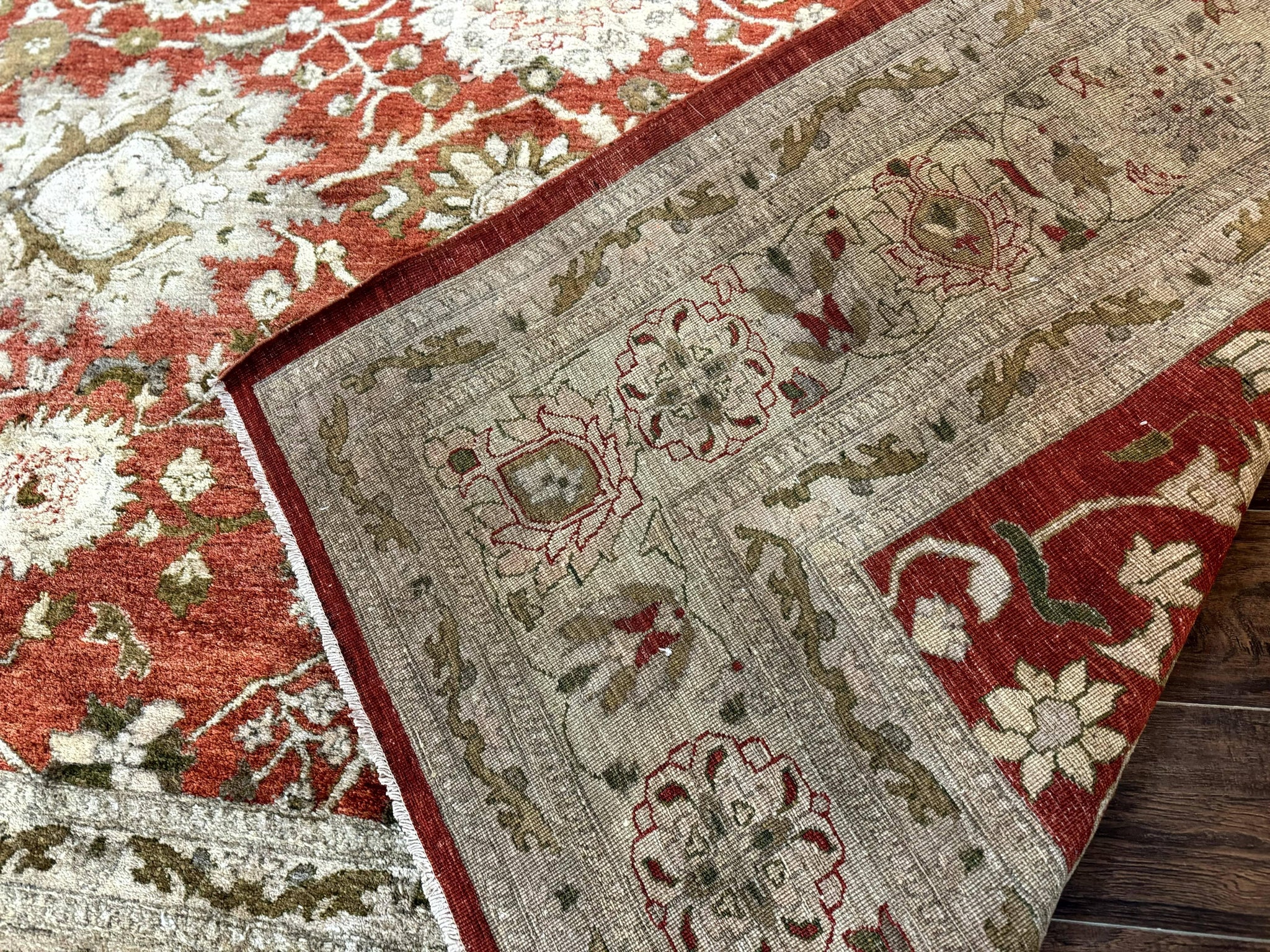 Pakistani Peshawar Rug 10x13, Burnt Orange, Large Handmade Wool Carpet by Jewel Rugs