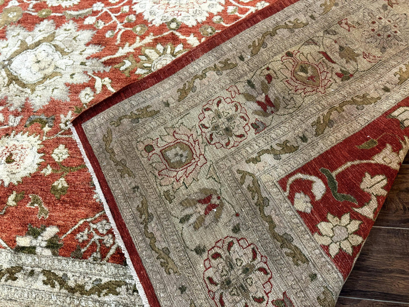 Pakistani Peshawar Rug 10x13, Burnt Orange, Large Handmade Wool Carpet by Jewel Rugs