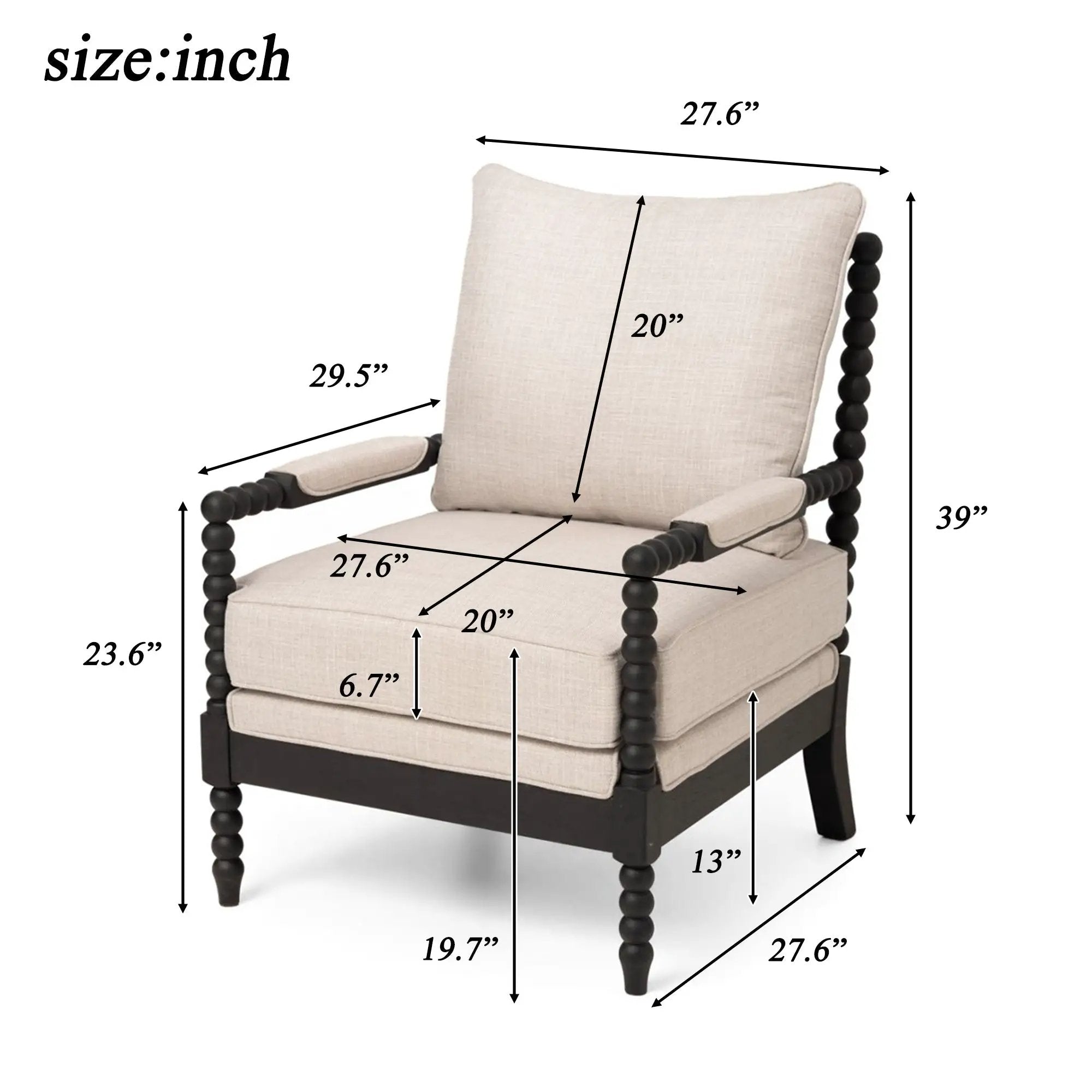 Rubber Wood Accent Chair with Upholstered Fabric by HouseOfZazla