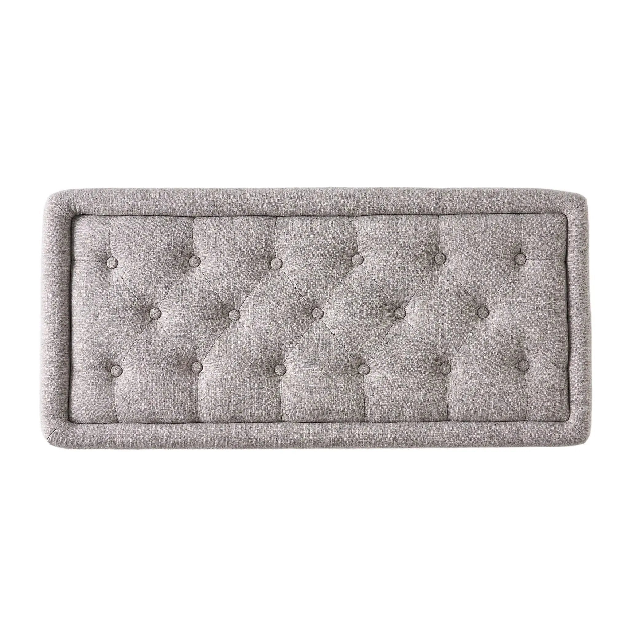Dean Fabric Storage Wide Tufted Rectangle Ottoman - Gray by HouseOfZazla