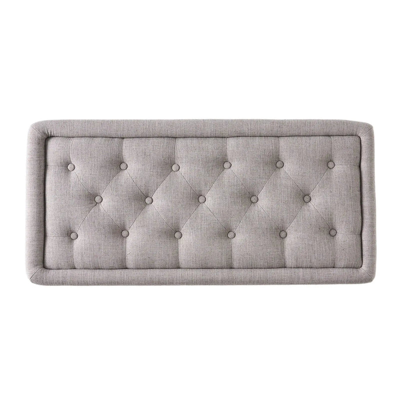Dean Fabric Storage Wide Tufted Rectangle Ottoman - Gray by HouseOfZazla