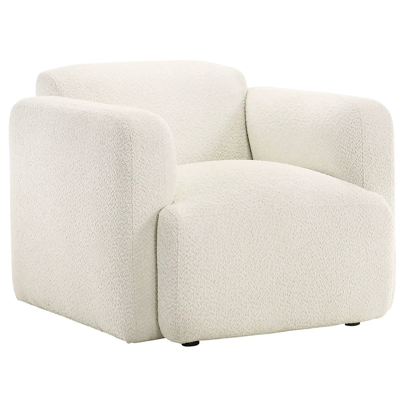 Dorset Fabric Upholstered Round Track Arm Accent Chair White by Unique Piece Furniture