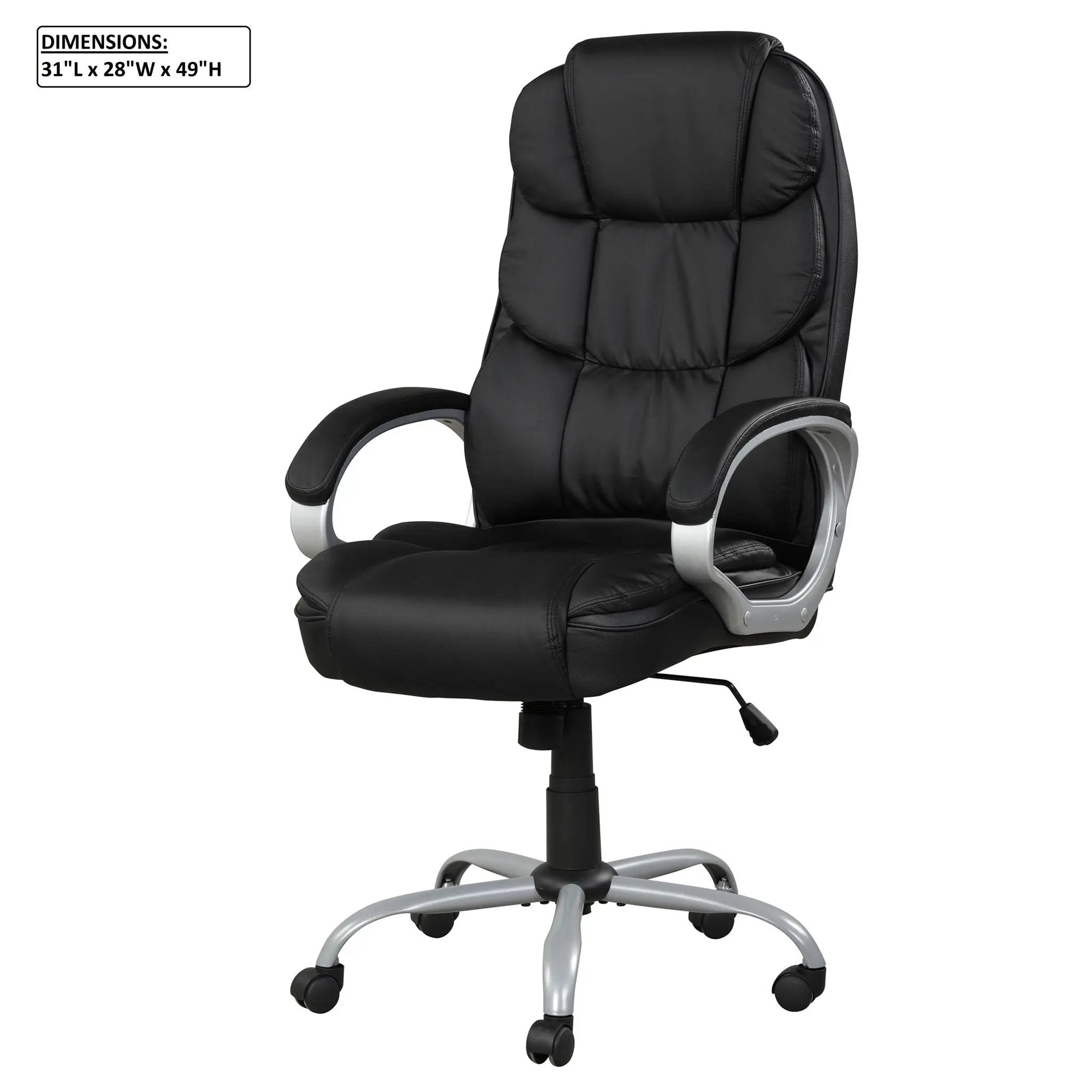 Upholstered Office Chair, Adjustable Height Swivel Chair - Black by HouseOfZazla