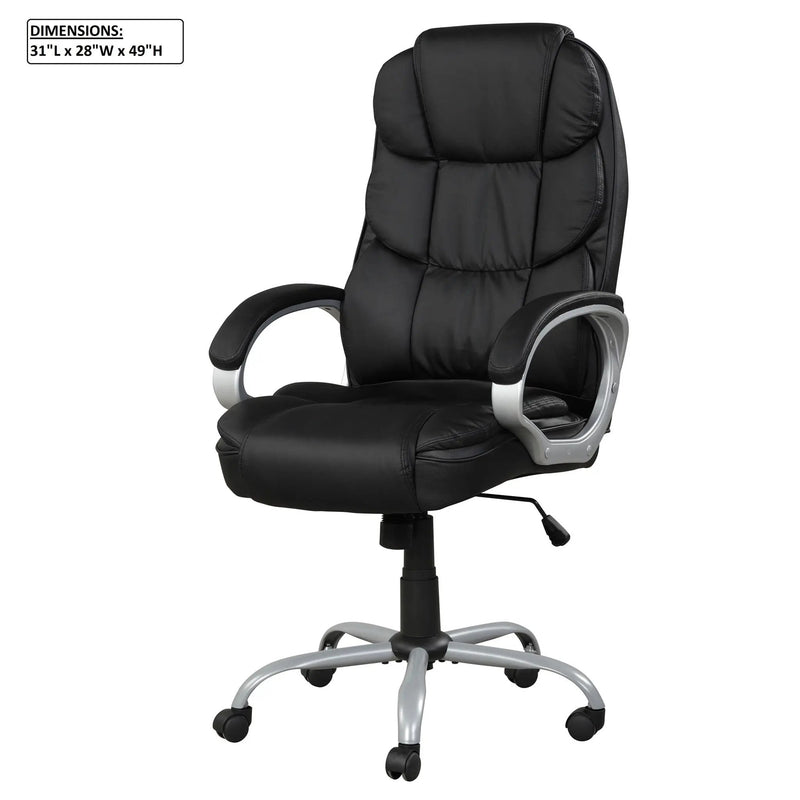 Upholstered Office Chair, Adjustable Height Swivel Chair - Black by HouseOfZazla