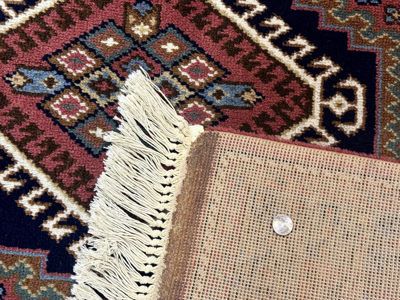 5x7 Persian Tribal Design Rug, Wool, Geometric Medallions, Vintage, Power Loomed by Jewel Rugs