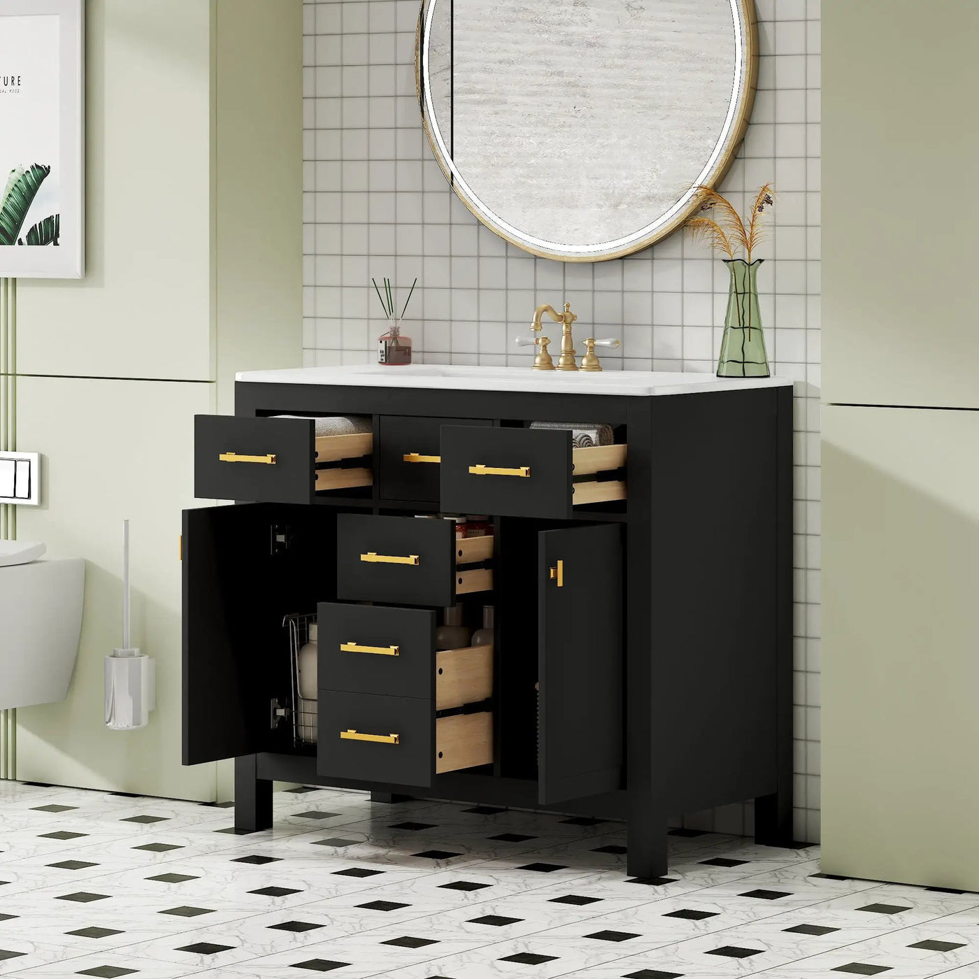 Bathroom Vanity With Sink Combo Set, Modern Bathroom Cabinet With 4 Drawers by Unique Piece Furniture
