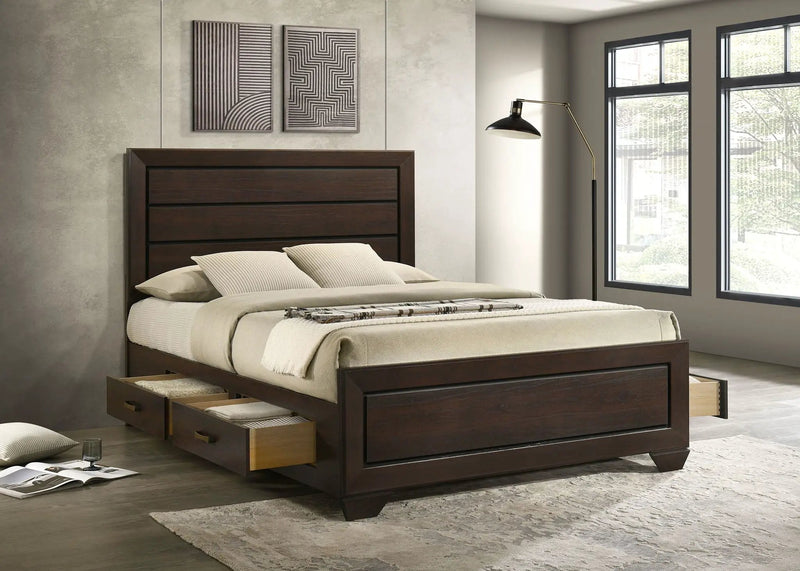 Kauffman Wood Queen Storage Panel Bed Dark Cocoa by Unique Piece Furniture