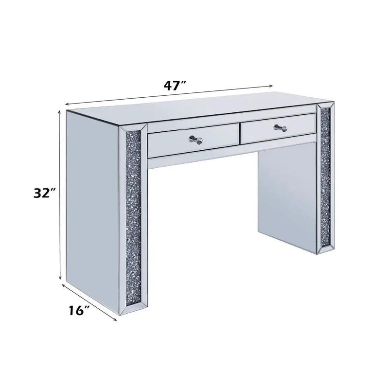 Noralie - Vanity Desk - Faux Diamonds & Mirrored by Unique Piece Furniture
