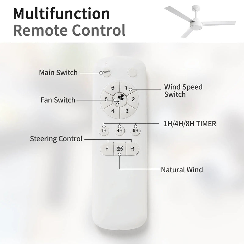 52" Ceiling Fan Without Light with Remote Control and Reversible DC Motor by HouseOfZazla