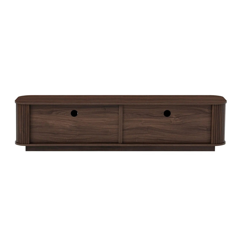 70" TV Stand With Ample Storage, Refined Curved Corners - Dark Brown
