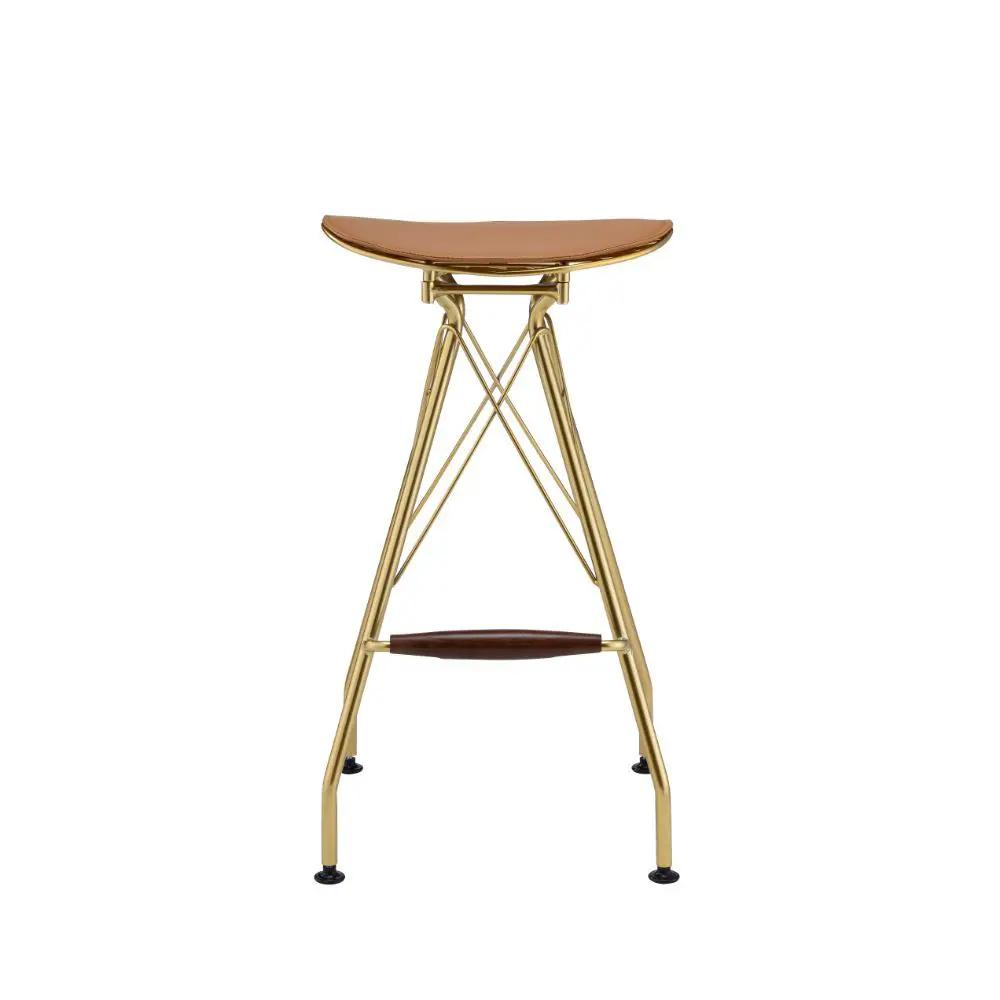 Dragea - Bar Stool (Set of 2) - Whiskey Synthetic Leather & Gold by Unique Piece Furniture