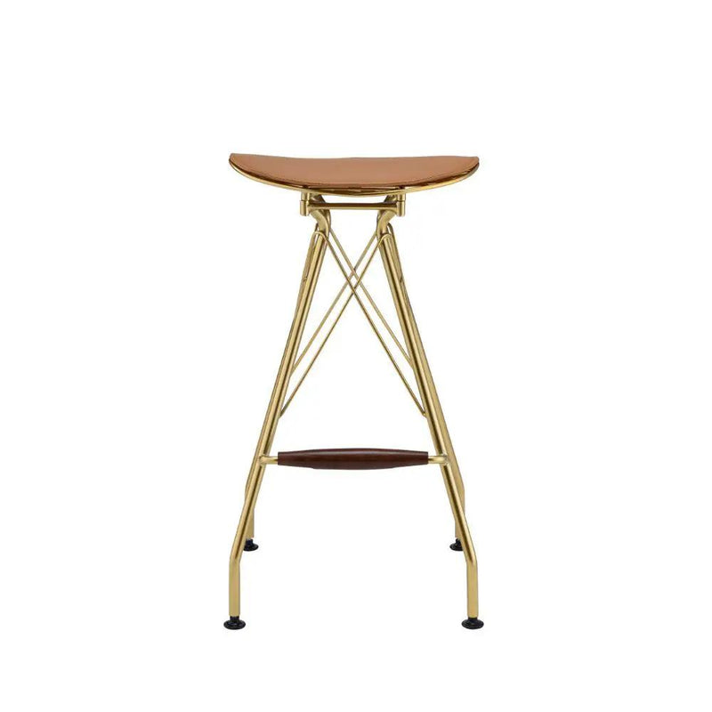 Dragea - Bar Stool (Set of 2) - Whiskey Synthetic Leather & Gold by Unique Piece Furniture