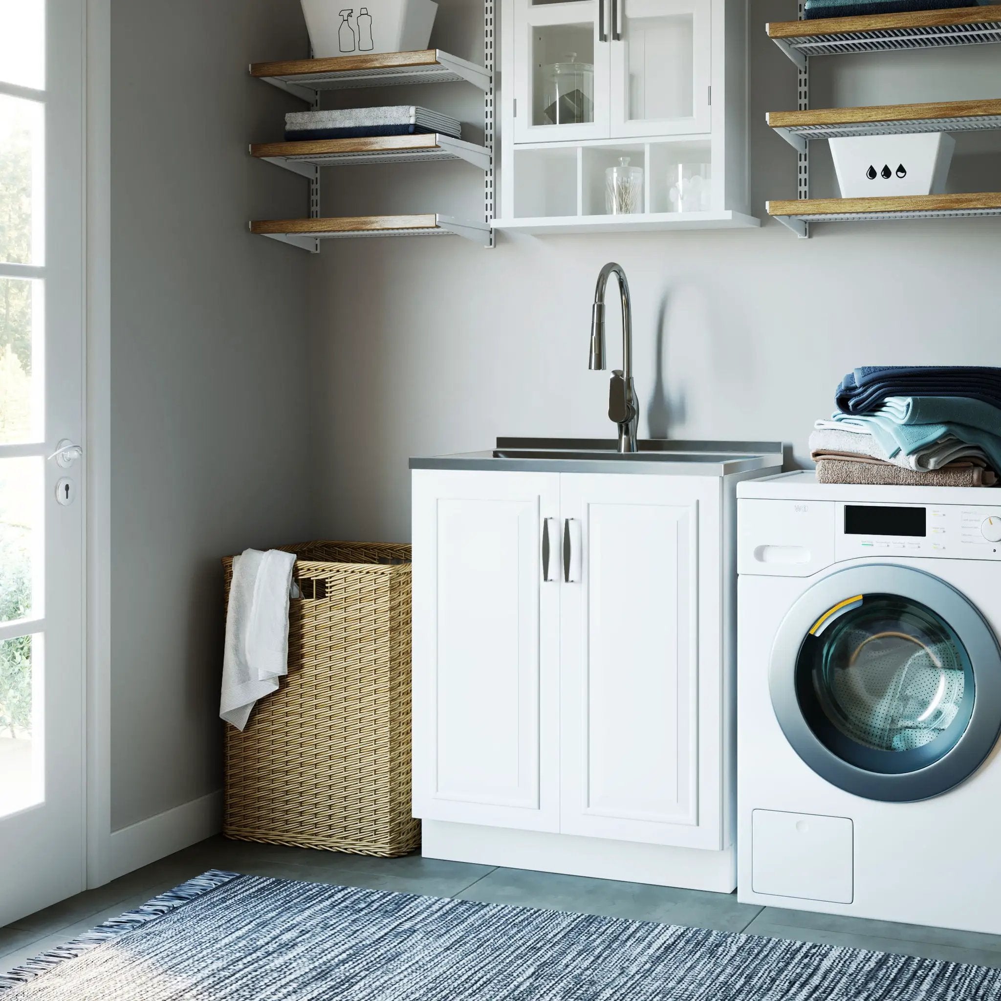 Darwin - Deluxe Laundry Cabinet With Pull-Out Faucet And Stainless Steel Sink by Unique Piece Furniture