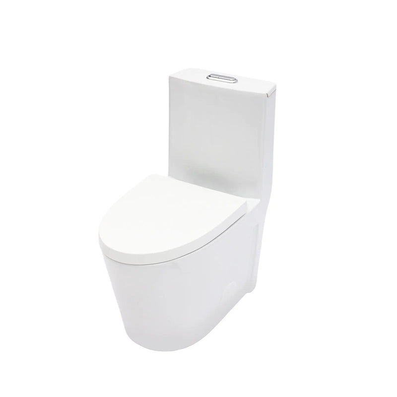 1 Piece Toilet For Bathroom, Dual Flush 1.24 / 1.6 Gpf, Soft Closing Seat - White by HouseOfZazla