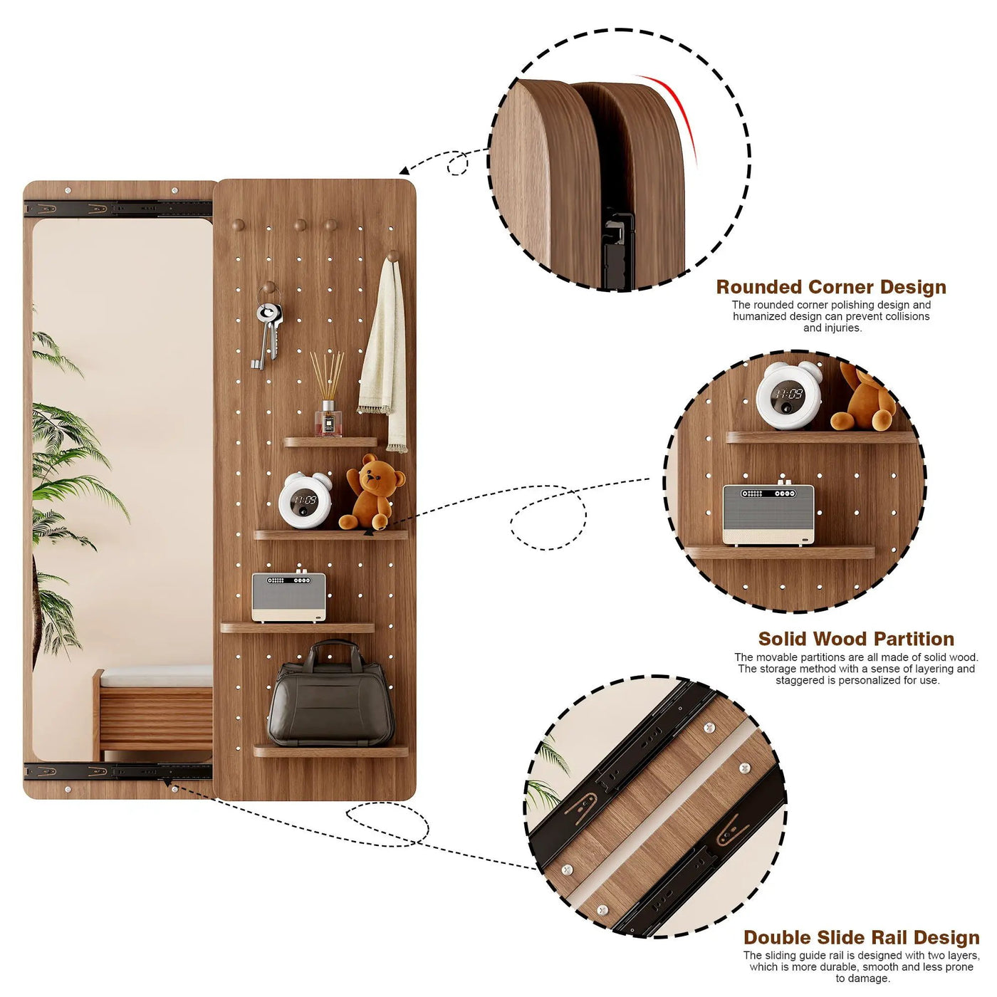 Wall Mounted Full Length Mirror With Shelf And Hook by HouseOfZazla