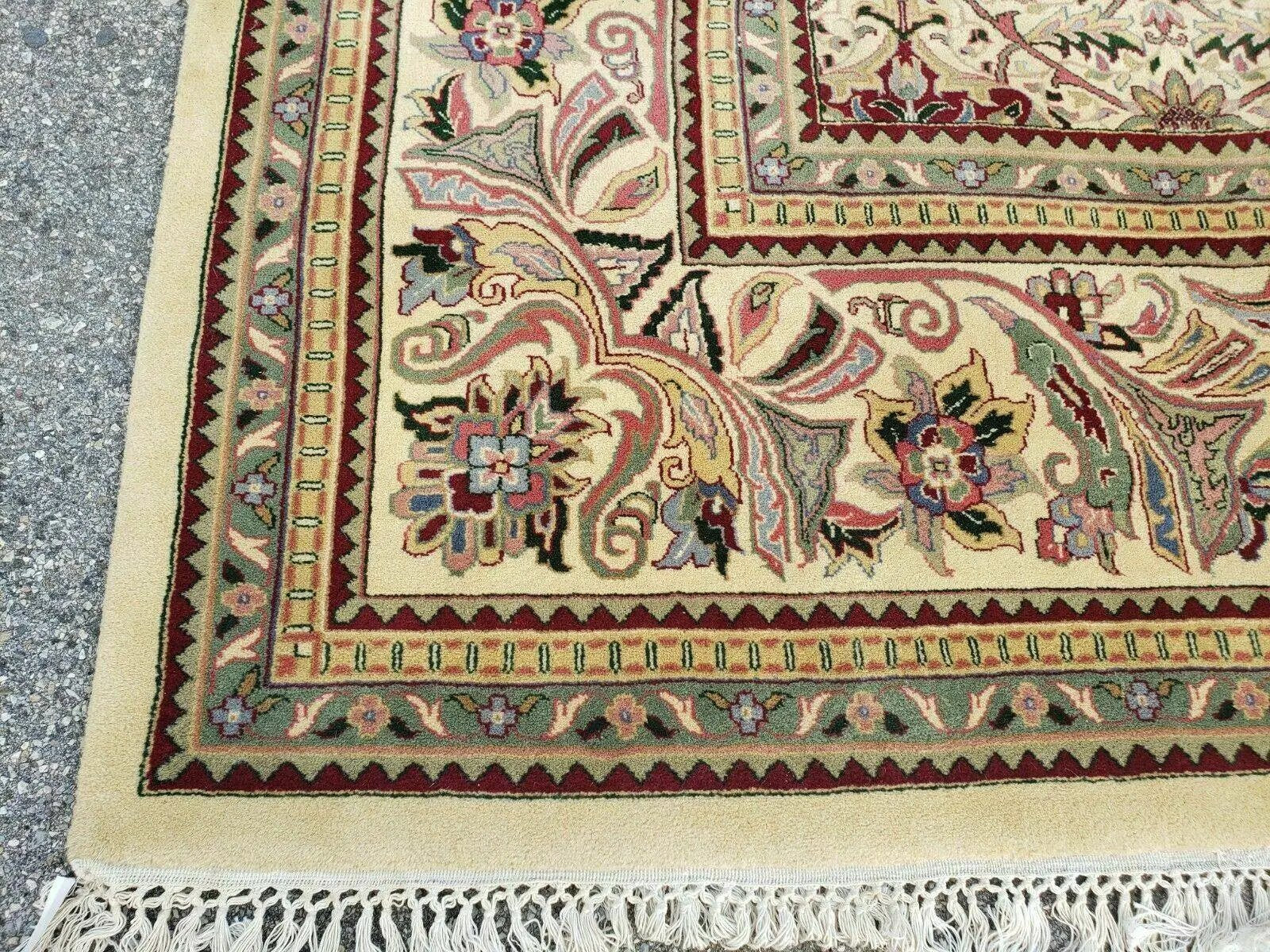 12' X 18' One-of-a-Kind Indian Agra Hand-Knotted Wool Rug Handmade Organic Dyes by Jewel Rugs