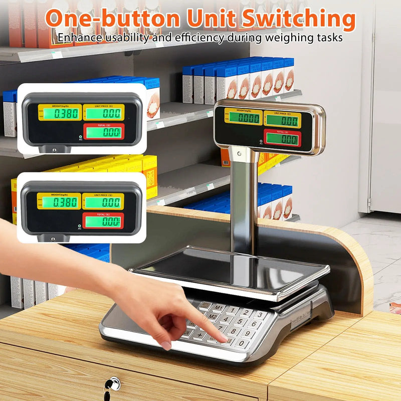 88lb Price Computing Scale with Pole Dual LCD Display Digital Commercial Food Scale by DirectDeals