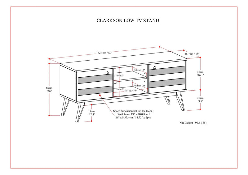 Clarkson - Low TV Stand - Rustic Natural Aged Brown by HouseOfZazla