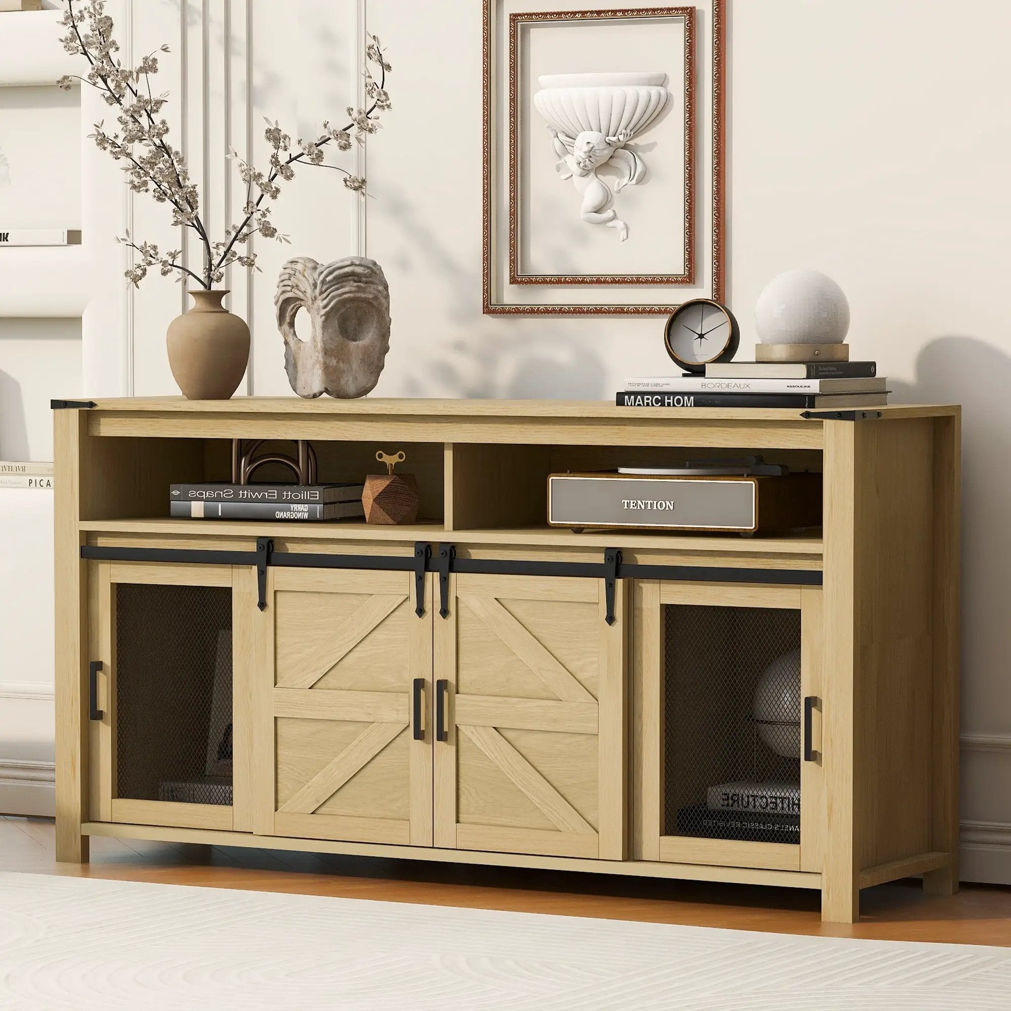 U_STYLE 59.3'' Sideboard with Sliding Barn Door by HouseOfZazla
