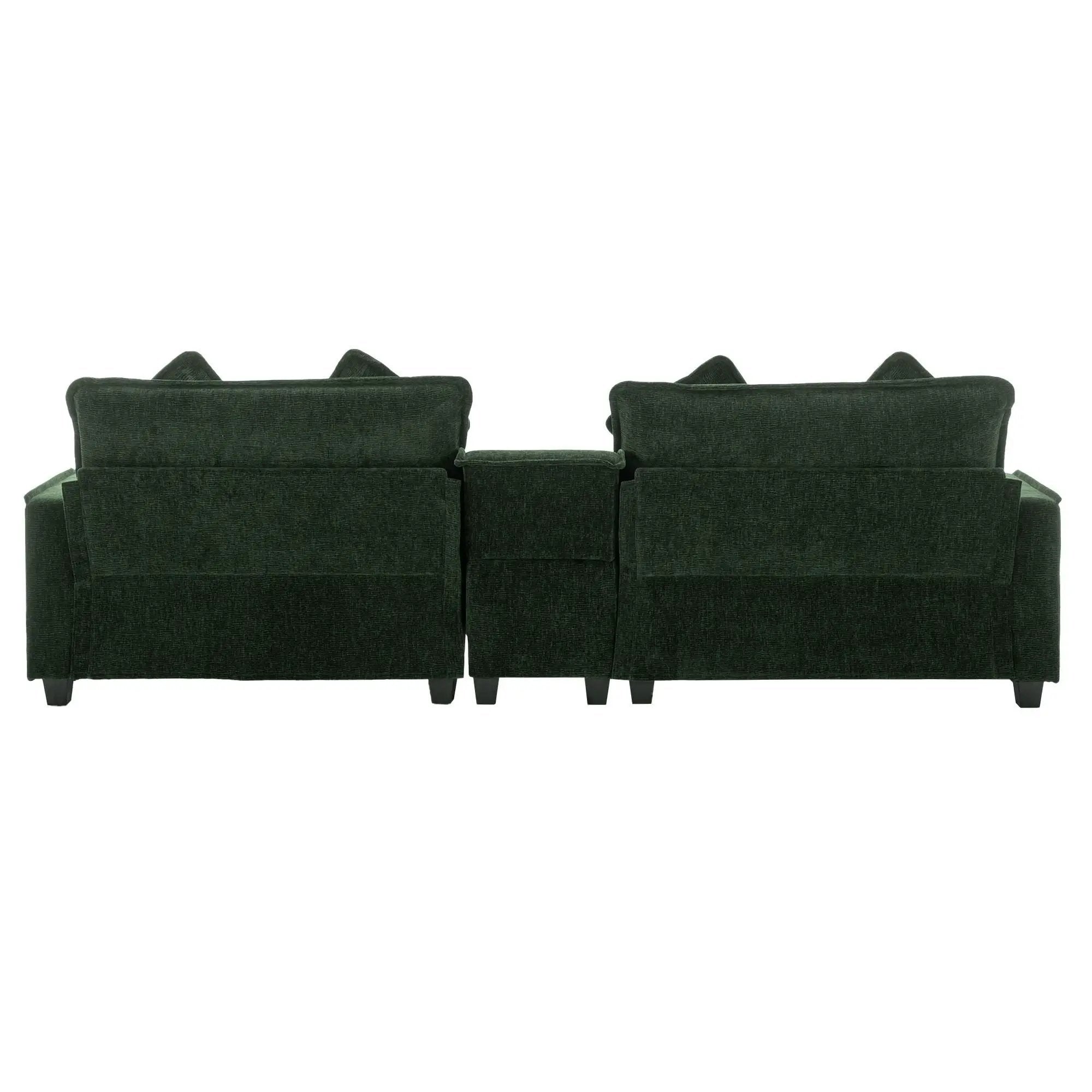 Sectional Sofa Upholstered Sofa With Two Removable Ottoman, Two USB Ports, Two Cup Holders And Large Storage Box For Living Room by HouseOfZazla