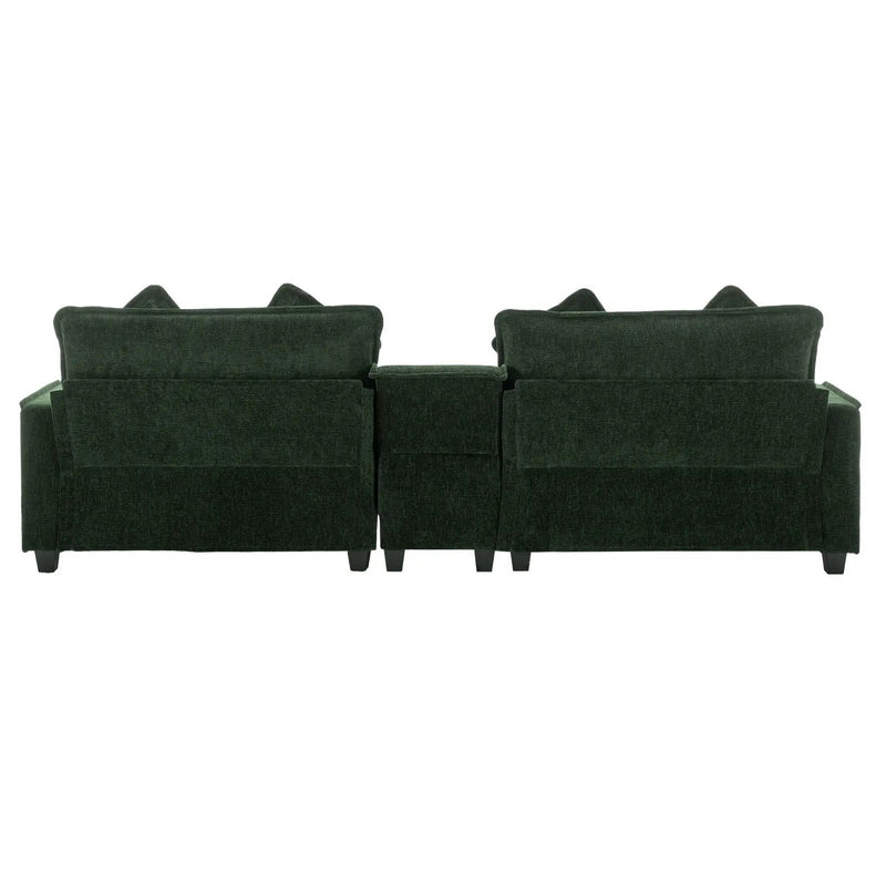 Sectional Sofa Upholstered Sofa With Two Removable Ottoman, Two USB Ports, Two Cup Holders And Large Storage Box For Living Room by HouseOfZazla