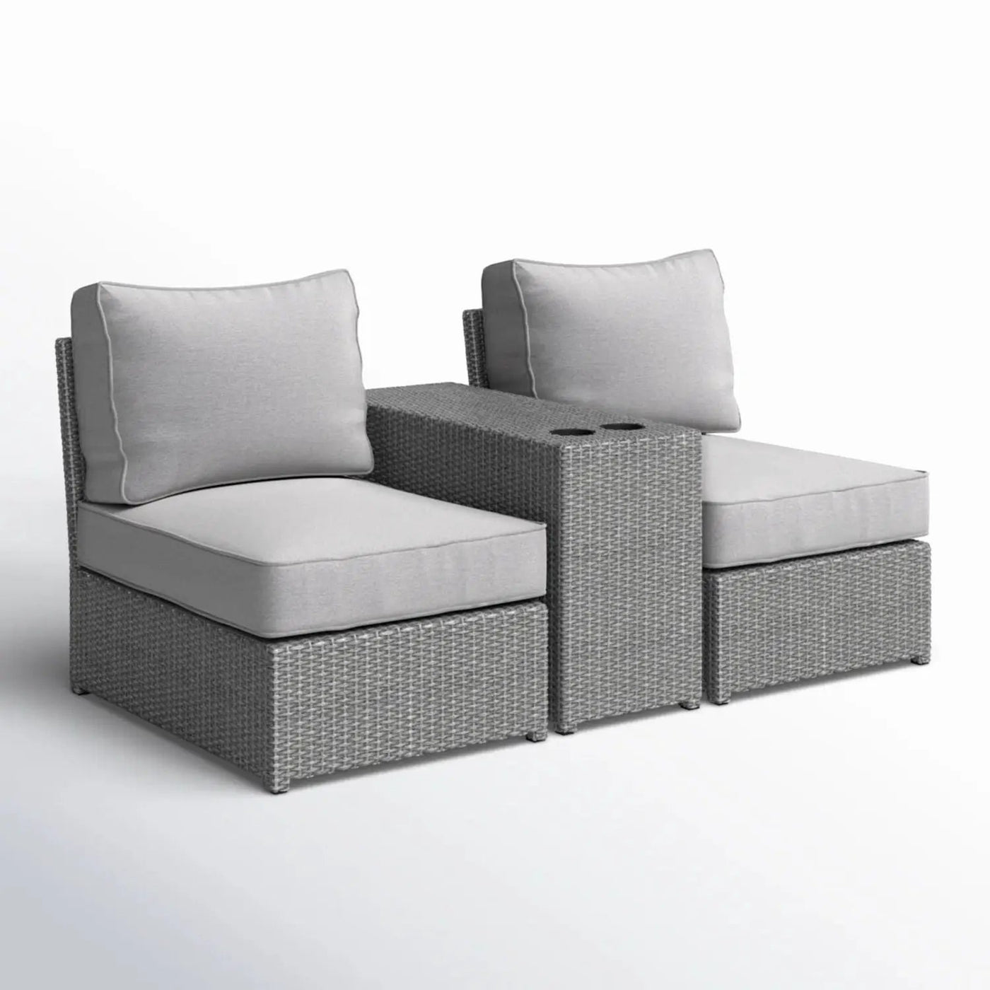2 Person Wicker Conversation Set With Cushions, Weather Resistant by HouseOfZazla