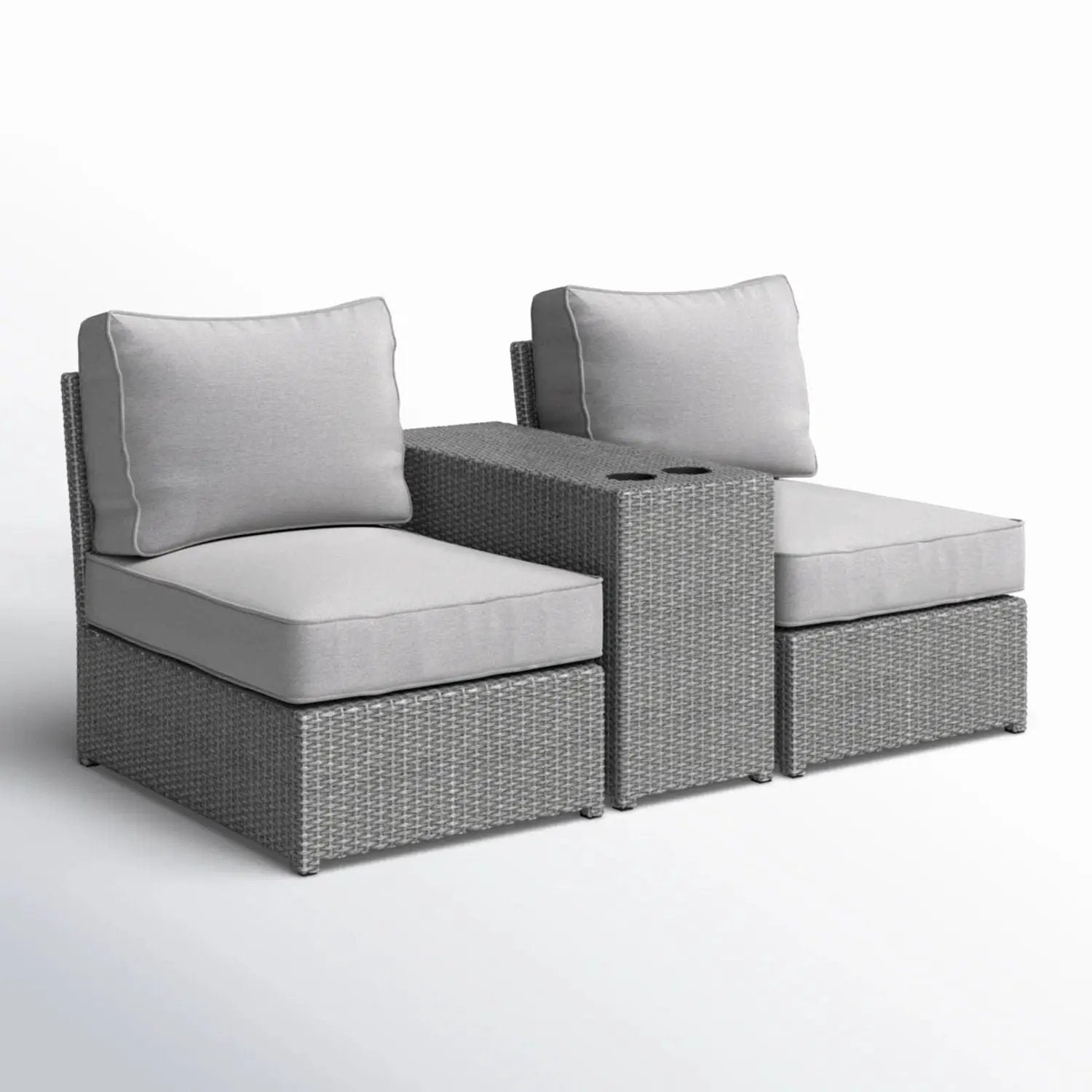 2 Person Wicker Conversation Set With Cushions, Weather Resistant by HouseOfZazla