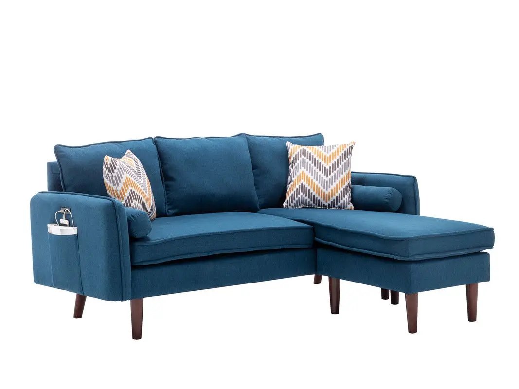 Mia - Sectional Sofa Chaise With USB Charger And Pillows by Unique Piece Furniture